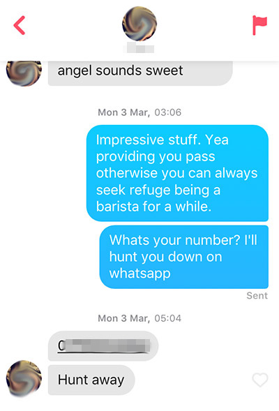 exchanging numbers with a girl on tinder